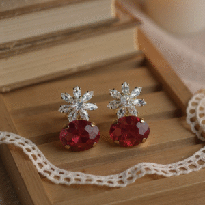 Scarlet Bloom Stud Earrings