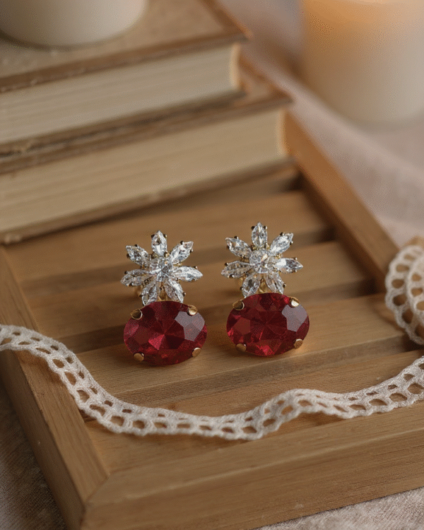 Scarlet Bloom Stud Earrings