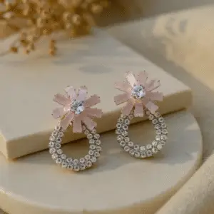 pink ribbon drop earrings