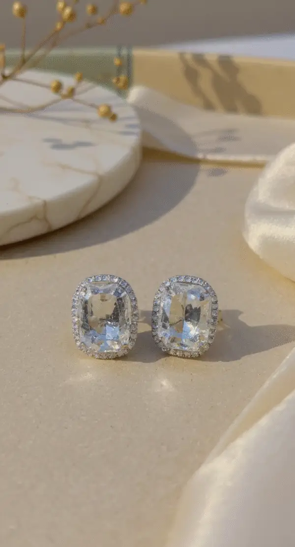 royal cushion stud earrings